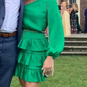 *WORN ONCE*- BCBGMaxAzria Kelly green, one shoulder mini dress (formal)